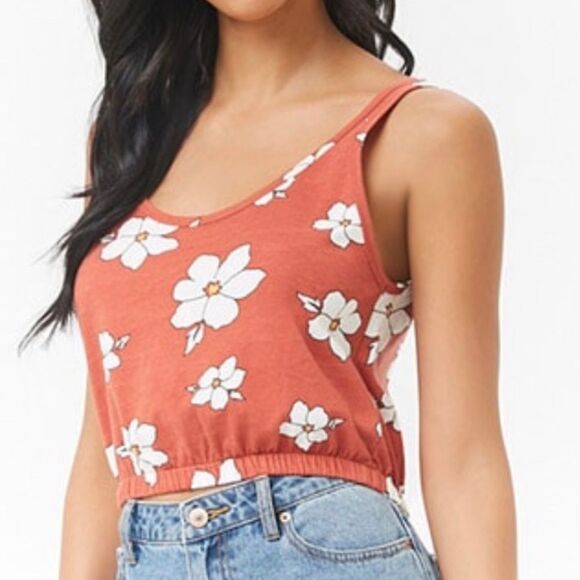 Rust Floral Crop Top - Picture 5 of 5